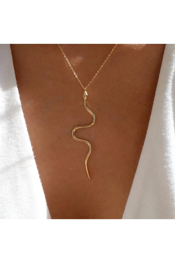 Women Necklace Snake Pendant Adjustable with Extended Chain Vintage Lady Clavicle Necklace Daily Prom Party Commuting Sweater Neck Jewelry