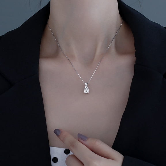 SmartBy Women Necklace X Shape Faux Moissanite Jewelry Shining Korean Style Necklace for Daily Wear Wedding Party Banquet