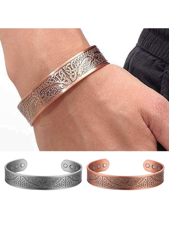 Women Open Bracelet Adjustable Cuff Bracelet Zinc Alloy Reduce Fatigue Muscle Tension Joint Pain Relief Relaxation Lady Bangle