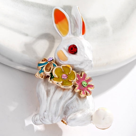 SmartBy Women Rabbit Rhinestone Enamel Brooch Pin Badge Banquet Party Suit Lapel Decor