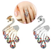 SmartBy Women Retro Gold-plated Rhinestones Peacock Shape Finger Ring Jewelry Gifts