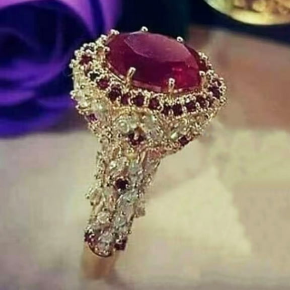 SmartBy Women Rhinestone Inlay Ring Antique Valentines Propose Circlet Jewelry Gift