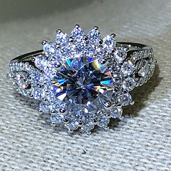 SmartBy Women Ring Flower Shape Rhinestones Jewelry Lightweight Fashion Appearance Finger Ring for Wedding