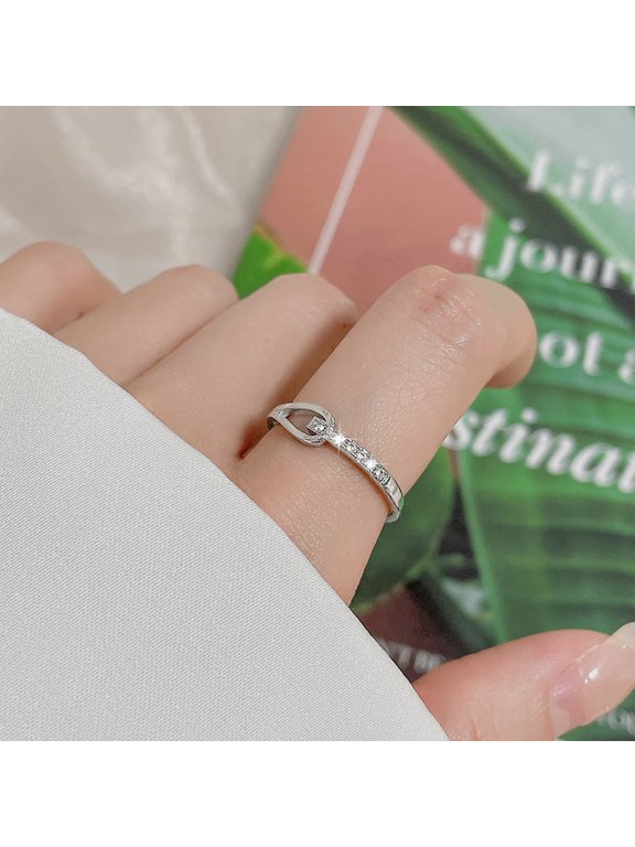 Women Ring Hollow Out Japan Korean Style Shiny Rhinetones Finger Ring for Wedding Party Banquet
