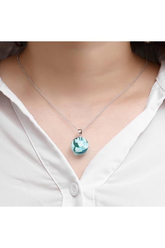 Women Round/Moon Shape Blue Sky Cloud Eagle Pendant Jewelry Gift Chain Necklace