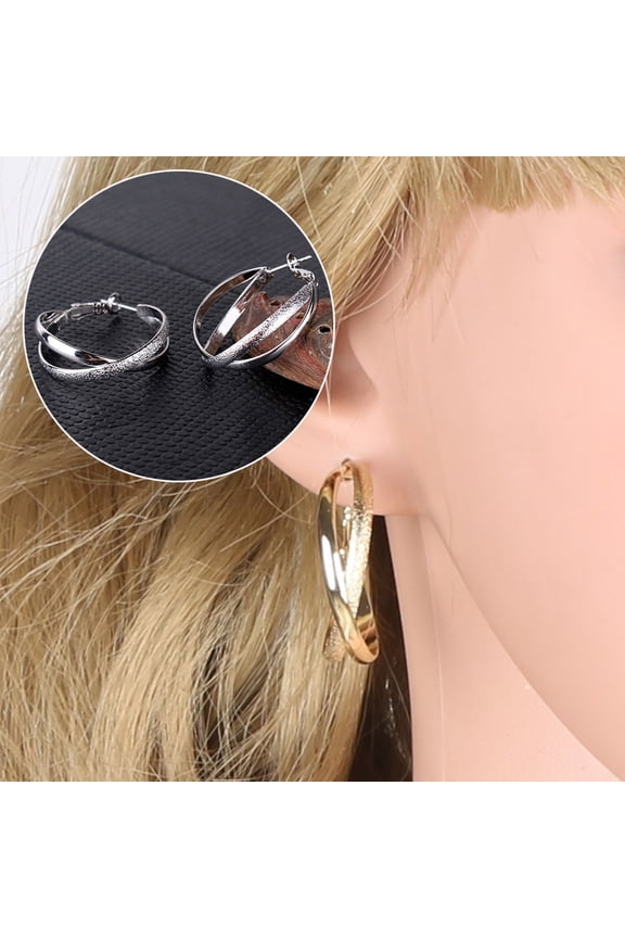 Women Vintage Hollow Geometric Cross Clip Hoop Earrings Circle Jewelry Gift