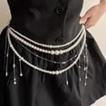 thumbnail image 1 of SmartBy Women Waist Chain Multi Layer Faux Pearls Tassel Design Belt Chain Jeans Skirts Dresses Versatile Accessory, 1 of 6