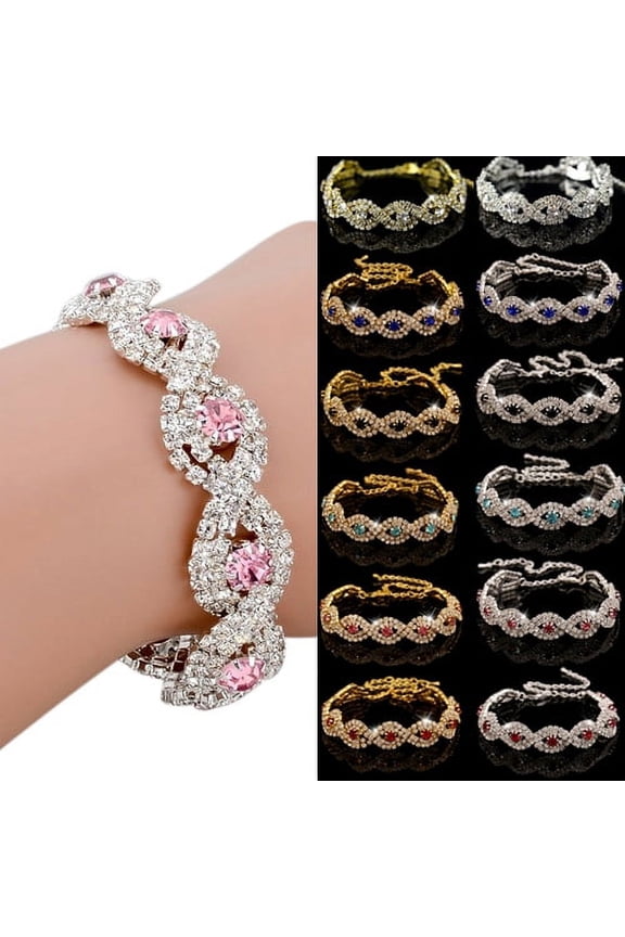 Women's Elegant Wedding Banquet Bangle Cocktail Party Rhinestone Bracelet