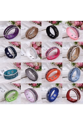 Women's Fashion Rhinestone Faux Leather Wristband Cuff Punk Bracelet Bangle Gift