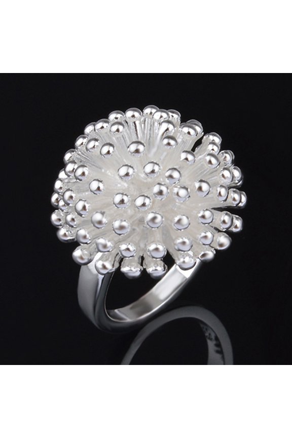 Women's Fashion Silver Plated Fireworks Daisy Pattern Ring Wedding Jewelry Gift