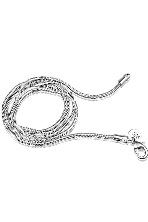 Women's Simple Design Faux Silver 2mm Snake Chain Lobster Clasp Necklace