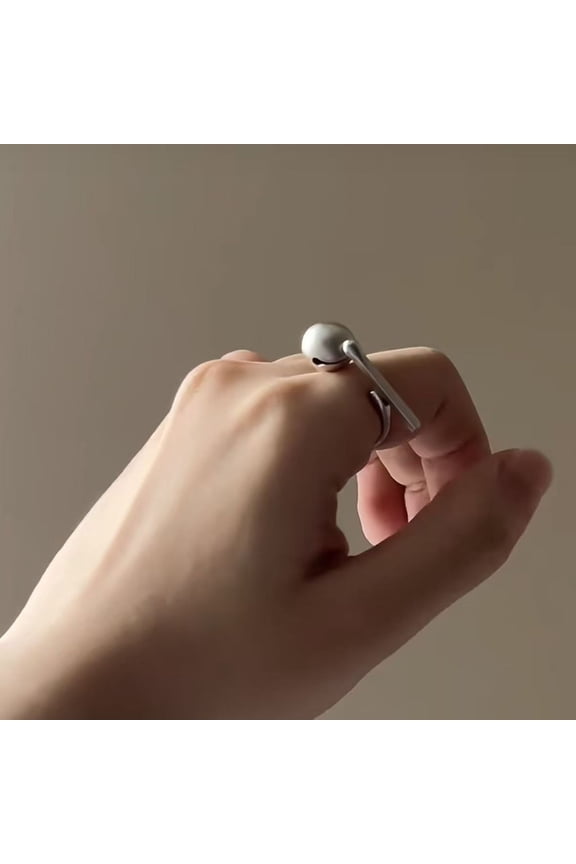 Wooden Knocker Ring Polished Alloy Adjustable Size Mindfulness Stress Relief Fidget Sensory Ring Temple Block Fidget Ring Meditation And Relaxation Ring