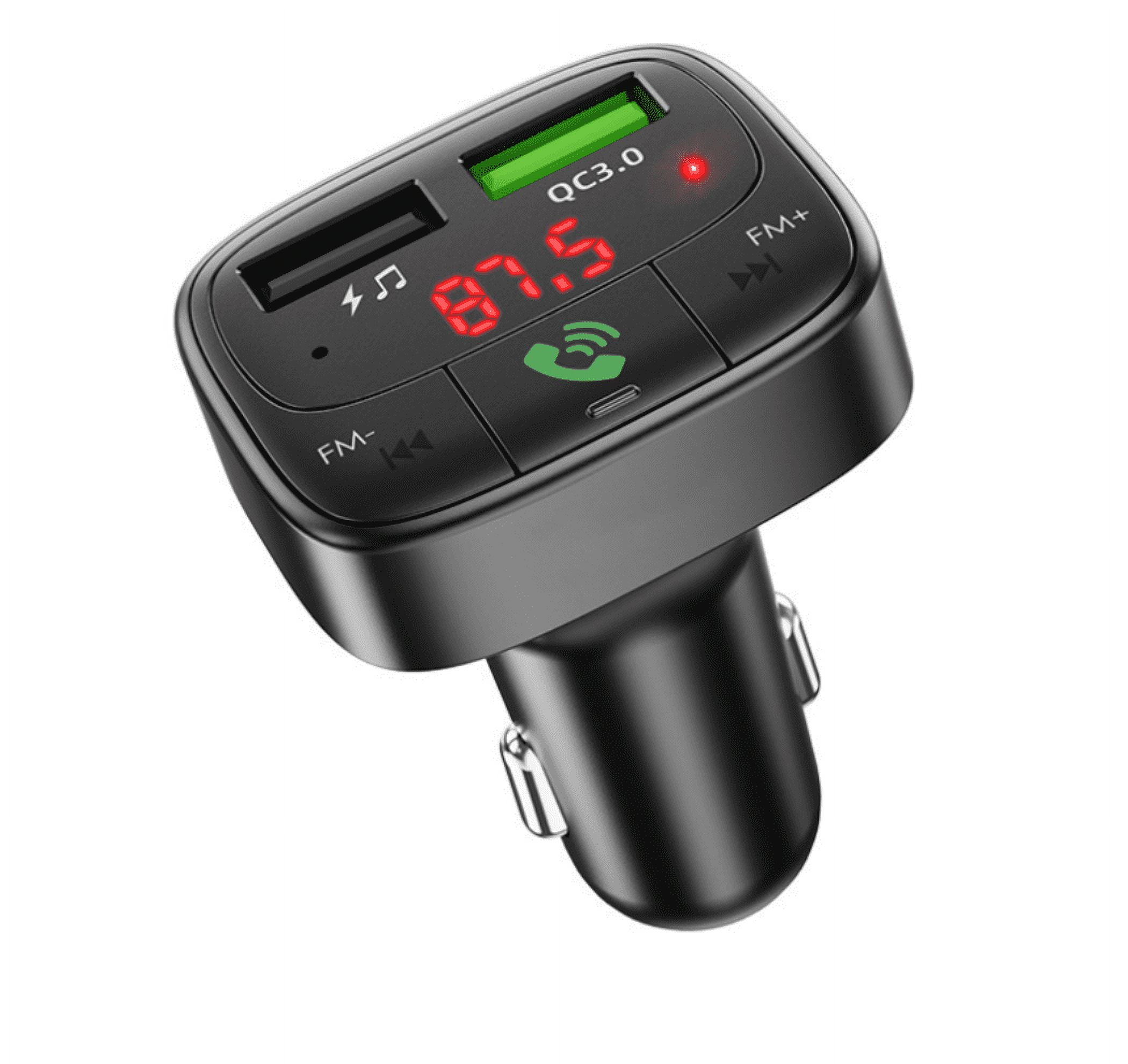SmartCharge F0 Bluetooth FM Transmitter for Car, Audio Adapter and  Receiver, Hands-Free Calling, MP3 Car Charger with 2 USB Ports, PowerIQ,  and AUX