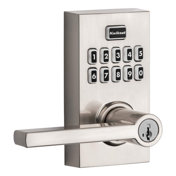 SmartCode 917 Satin Nickel Contemporary Keypad Electronic Single-Cylinder Halifax Door Handle with SmartKey Security