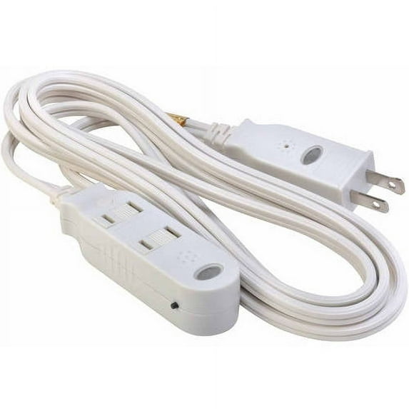 SmartCord Safety 3-Outlet Extension Power Cord w/ Heat-Sensing Alarm, White, 6-Foot