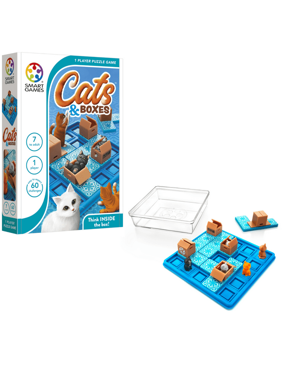 SmartGames Cats and Boxes Travel Game with 60 Challenges for Ages 7-Adult