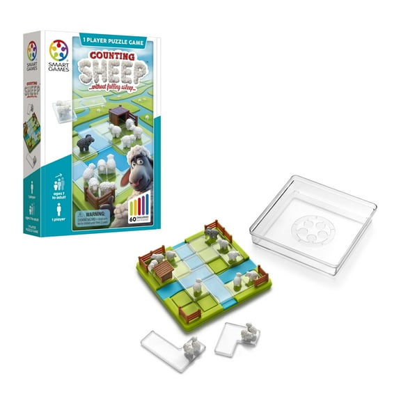 SmartGames Counting Sheep (Without Falling Asleep!) - A Travel-Friendly Logic Game with 60 Challenges for Ages 7 - Adult