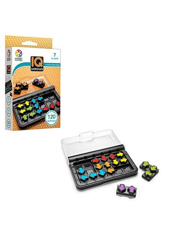 SmartGames IQ Arrows - a Skill-Building Travel Game w/Portable Case Featuring 120 Challenges for Ages 7 - Adult