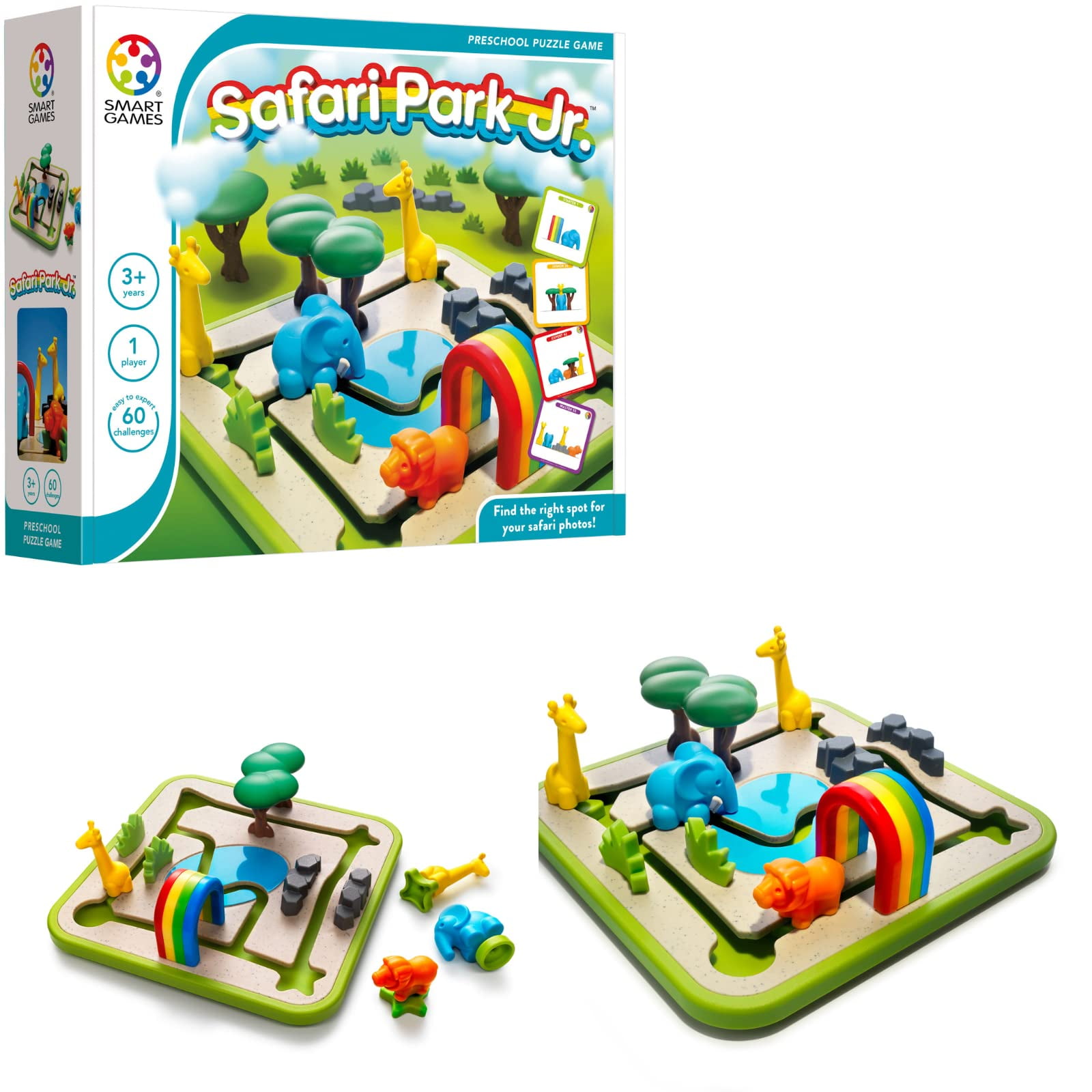 SmartGames Safari Park Jr. Preschool Puzzle Game with 60 Challenges for  Ages 3 and Up 