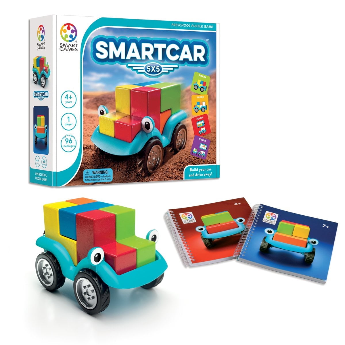SmartGames Smart Car 5x5 Wooden Puzzle Game + Toy for Ages 4+