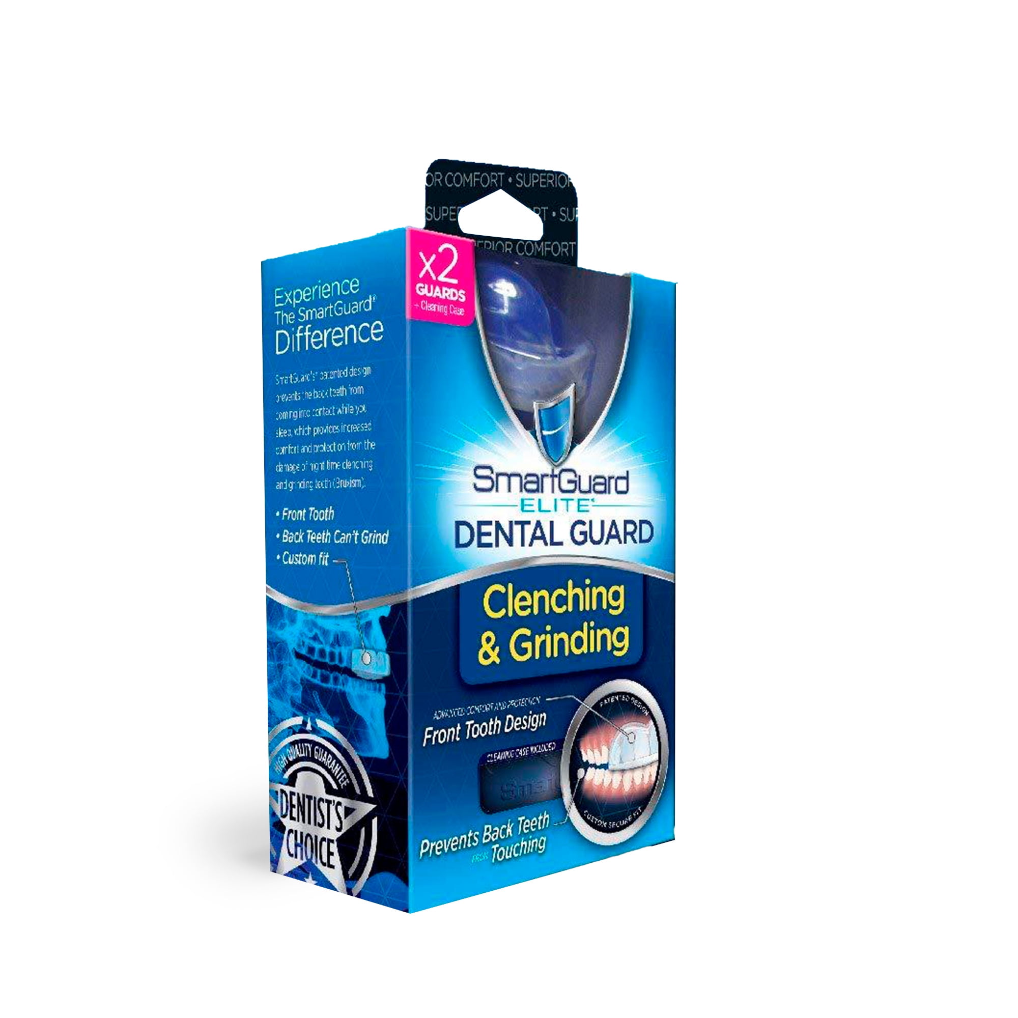 SmartGuard Dental Guard 2 Pack with Travel Case, Custom-Fit No Teeth Grinding Night Guard for Sleep