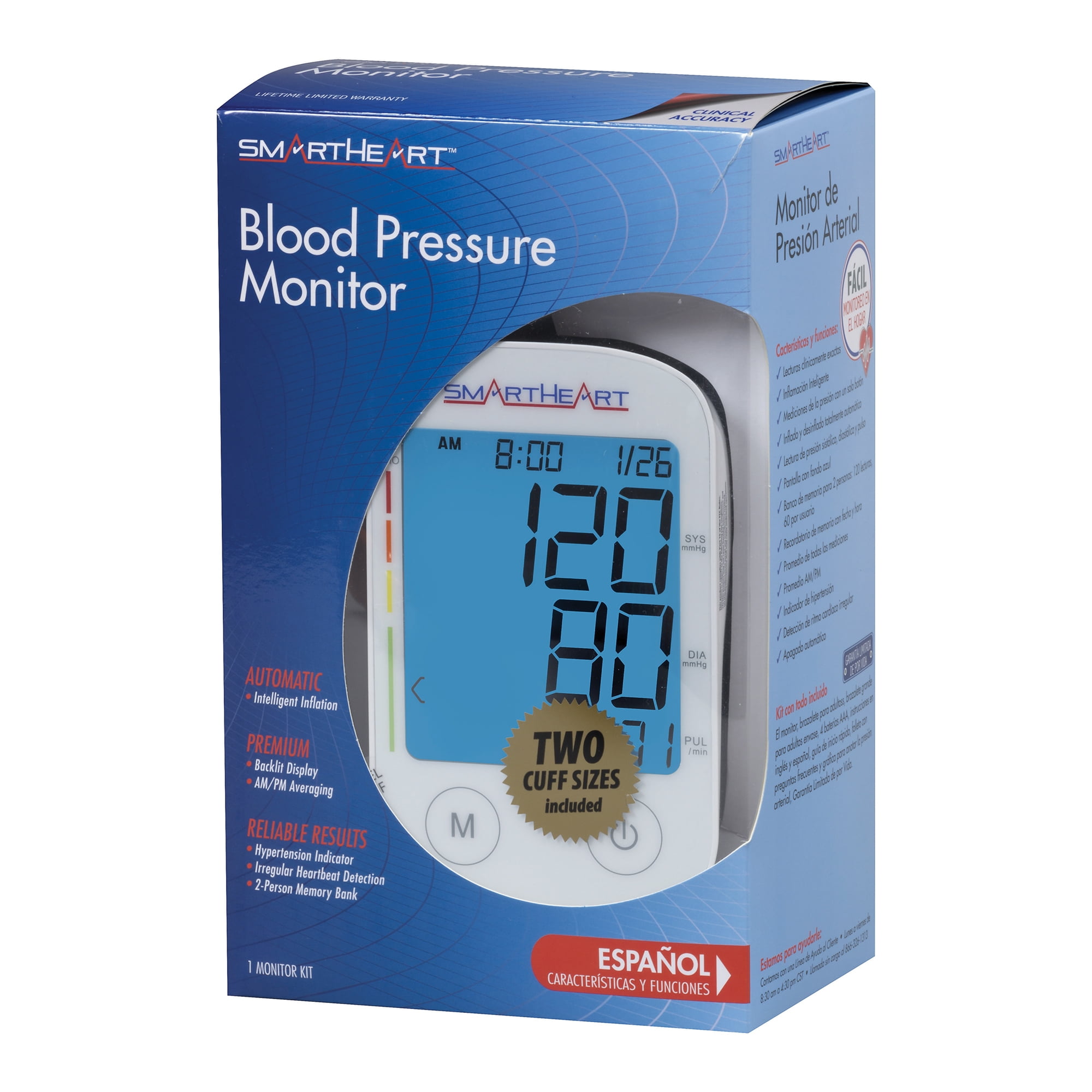 Heartsmart Blood Pressure Monitor | Wide Range Arm Cuff | Intelligent  Inflation Technology | 2-Person Memory, (01-553)