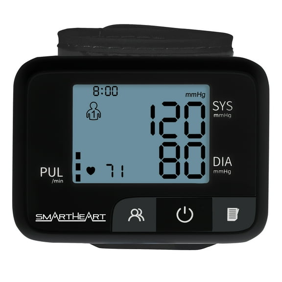 SmartHeart Talking Blood Pressure Monitor | Adult Wrist Cuff | Clinically Accurate | Bilingual | 2-Person Memory | Hypertension Indicator