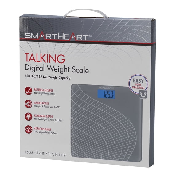 SmartHeart Talking Scale, Digital Floor Scale for Weight Measurements, 438 lbs Capacity, 4 Ct