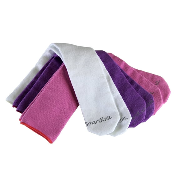 SmartKnit Kids Seamless AFO Interface Socks - 3 Pack (White/Pink/Purple, Child Regular)