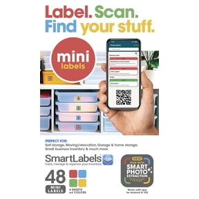 SmartLabels Small QR Code Stickers | Mini 1.5-Inch Labels with AI Photo Analysis App | Auto-Create Item Description | No Typing | US-Made | Storage, Inventory Tracking, Organization & Moving, 48-Pack