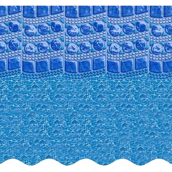 SmartLine 12' Round Swirl Tile Overlap Above Ground Swimming Pool Liner, 48"/52" Height, 25 Gauge
