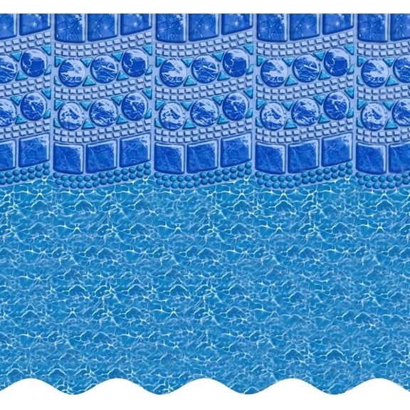 SmartLine 15' Round Swirl Tile Overlap Above Ground Swimming Pool Liner, 48"/52" Height, 20 Gauge