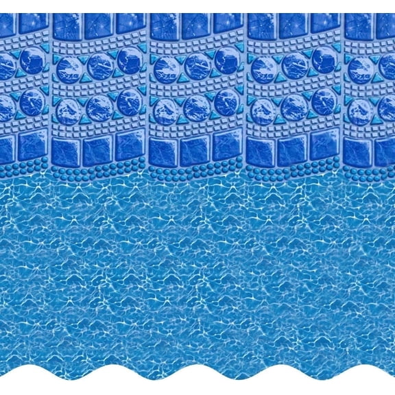 SmartLine 15' Round Swirl Tile Overlap Above Ground Swimming Pool Liner, 48"/52" Height, 20 Gauge