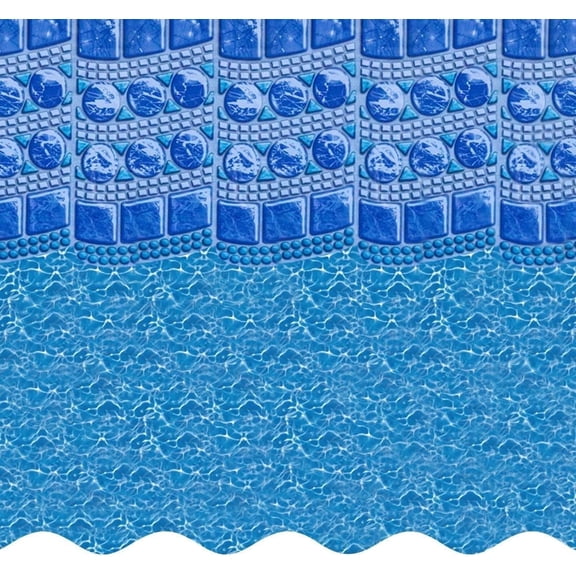 SmartLine 15' x 24' Oval Swirl Tile Overlap Above Ground Swimming Pool Liner, 48"/52" Height, 20 Gauge