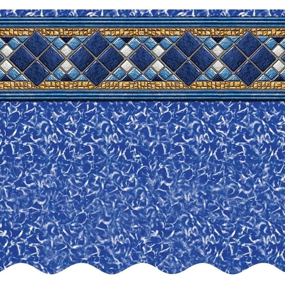 SmartLine 15' x 30' Oval Island Tile Unibead Above Ground Swimming Pool Liner, 52" Height, 25 Gauge
