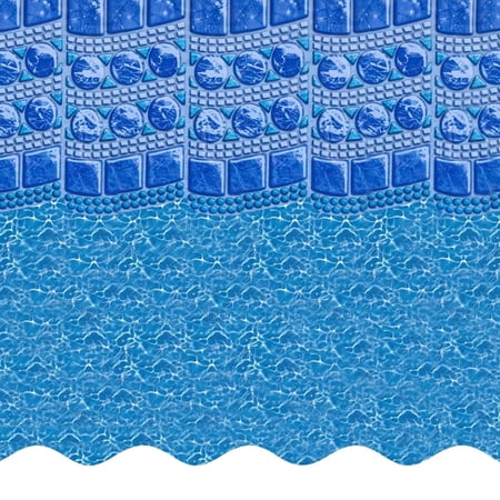 SmartLine 16' x 24' Oval Swirl Tile Overlap Above Ground Swimming Pool Liner, 48"/52" Height, 25 Gauge