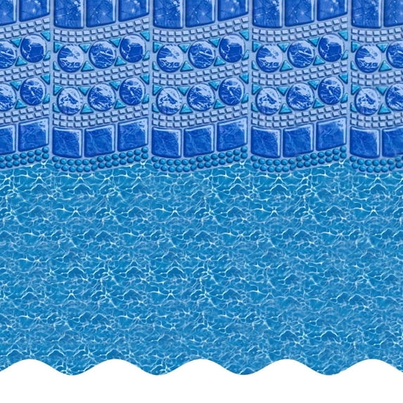 SmartLine 16' x 32' Oval Swirl Tile Overlap Above Ground Swimming Pool Liner, 48/52" Height, 25 Gauge