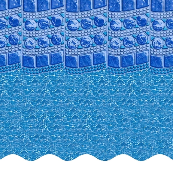 SmartLine 18' x 33' Oval Swirl Tile Overlap Above Ground Swimming Pool Liner, 48"/52" Height, 25 Gauge