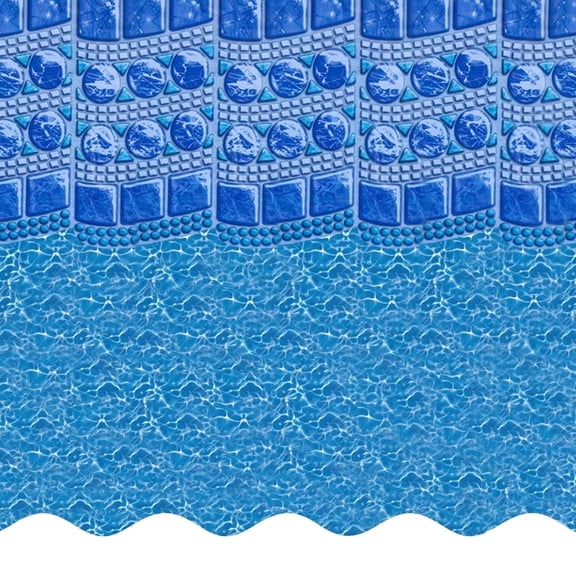 SmartLine 18' x 34' Oval Swirl Tile Overlap Above Ground Swimming Pool Liner, 48"/52" Height, 20 Gauge