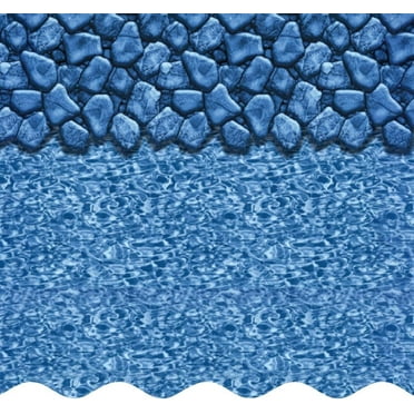 SmartLine 24' Round Boulder Swirl Overlap Above Ground Swimming Pool Liner, 48/52" Height, 20 Gauge