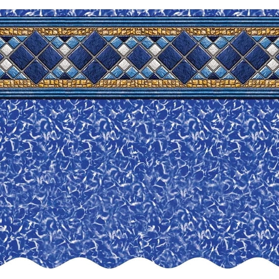 SmartLine 24' Round Island Tile Unibead Above Ground Swimming Pool Liner, 52" Height, 25 Gauge