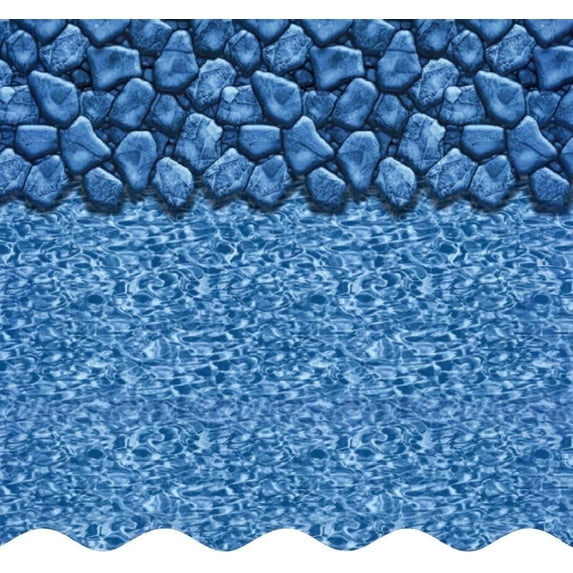 SmartLine 30' Round Boulder Swirl Overlap Above Ground Swimming Pool Liner, 48"/52" Height, 30 Gauge