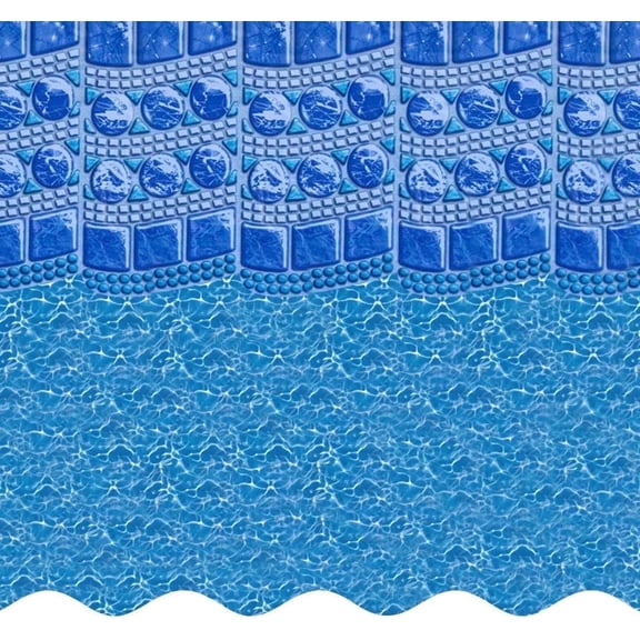 SmartLine 30' Round Swirl Tile Overlap Above Ground Swimming Pool Liner, 48"/52" Height , 25 Gauge
