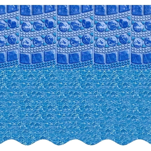 SmartLine 33' Round Swirl Tile Overlap Above Ground Swimming Pool Liner, 48"/52" Height, 20 Gauge