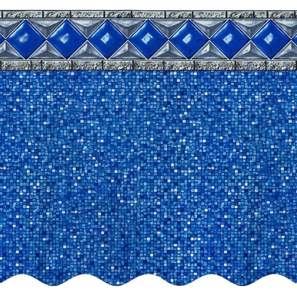 SmartLine 24' Round Crystal Tile Unibead Above Ground Swimming Pool Liner, 52" Height, 25 Gauge