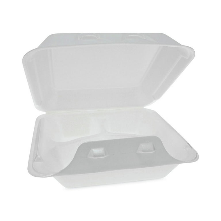 SmartLock Foam Hinged Lid Container, Medium, 8 x 8 x 3, White, 150/Carton