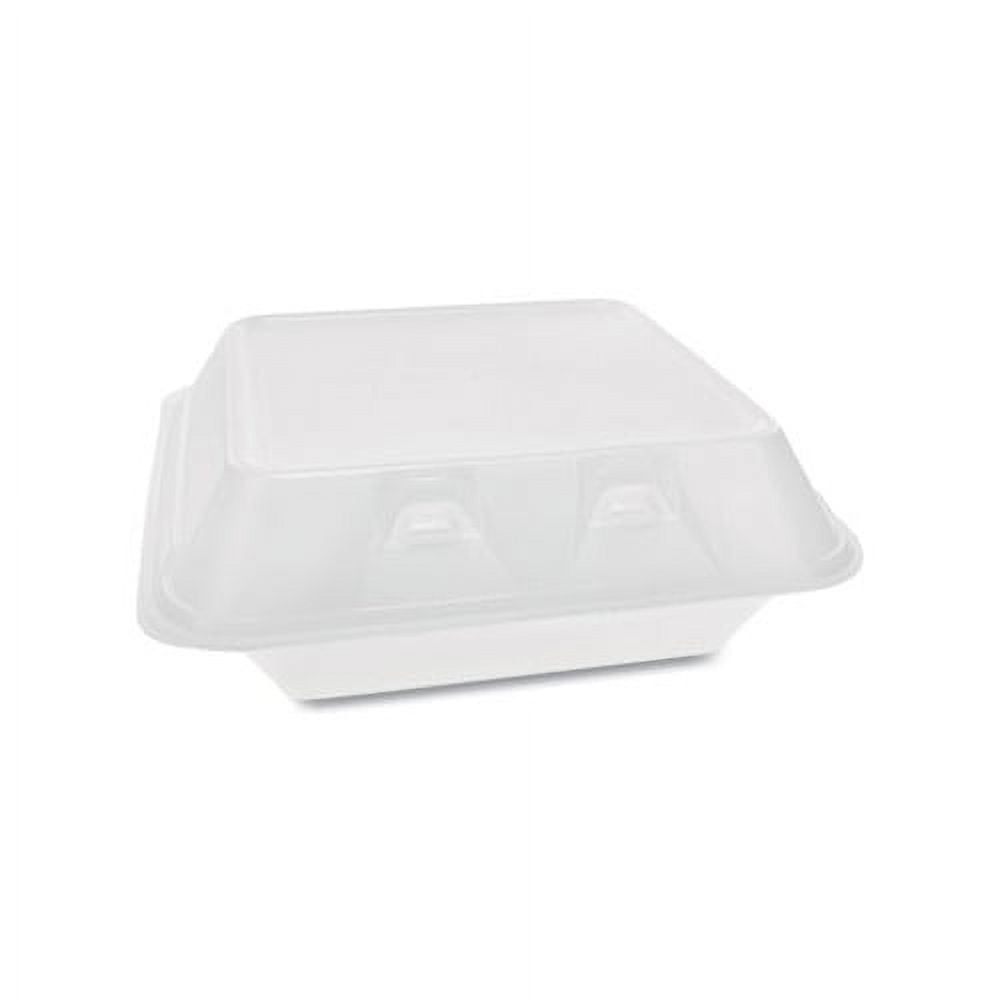 Medium White Takeout Boxes - 9x6 Mineral Filled Hinged Containers