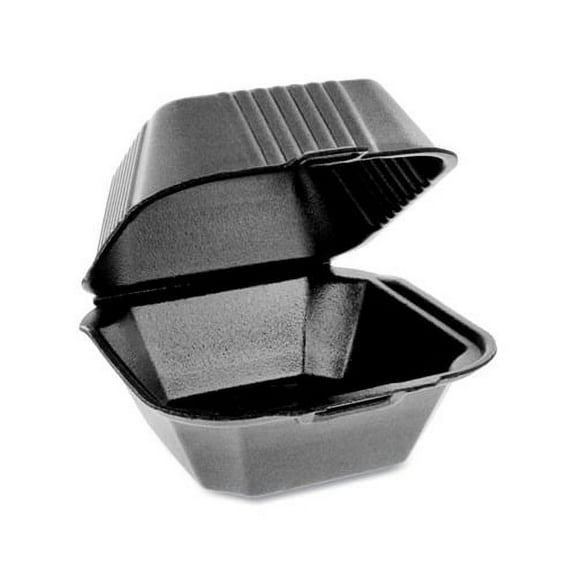 SmartLock Foam Hinged Containers Sandwich, 5.75 x 5.75 x 3.25, Black, 504/Carton