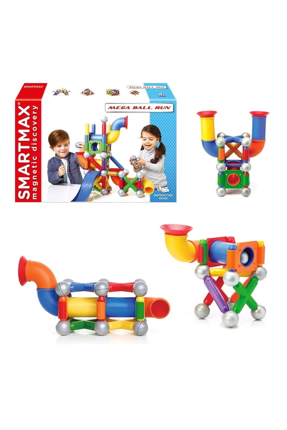 Mega Ball Run 71-Piece Magnetic STEM Building Set for Ages 3+
