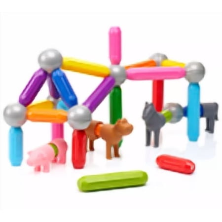 SmartMax My First Farm Animals Magnetic STEM Building Set with Soft Animals, 38 Piece Pack